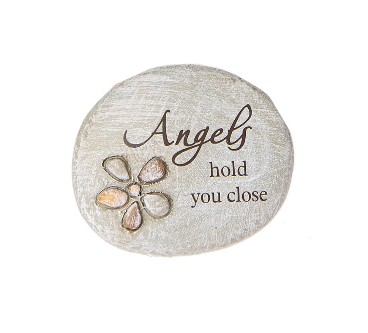 Memorial Pebble Angel Stones in a Planter Box +, Style: Angel Hold You Close