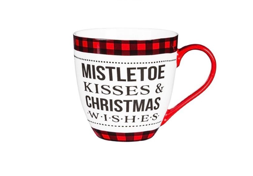 Christmas Ceramic Cup O’Java 17oz +, Style: Mistletoe Kisses