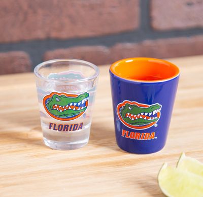 UF GO GATORS 4- Piece Ceramic and Glass 2oz Set+