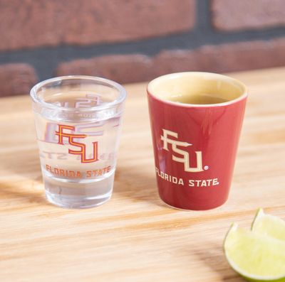 FSU Seminoles 4- Piece Ceramic and Glass 2oz Set+
