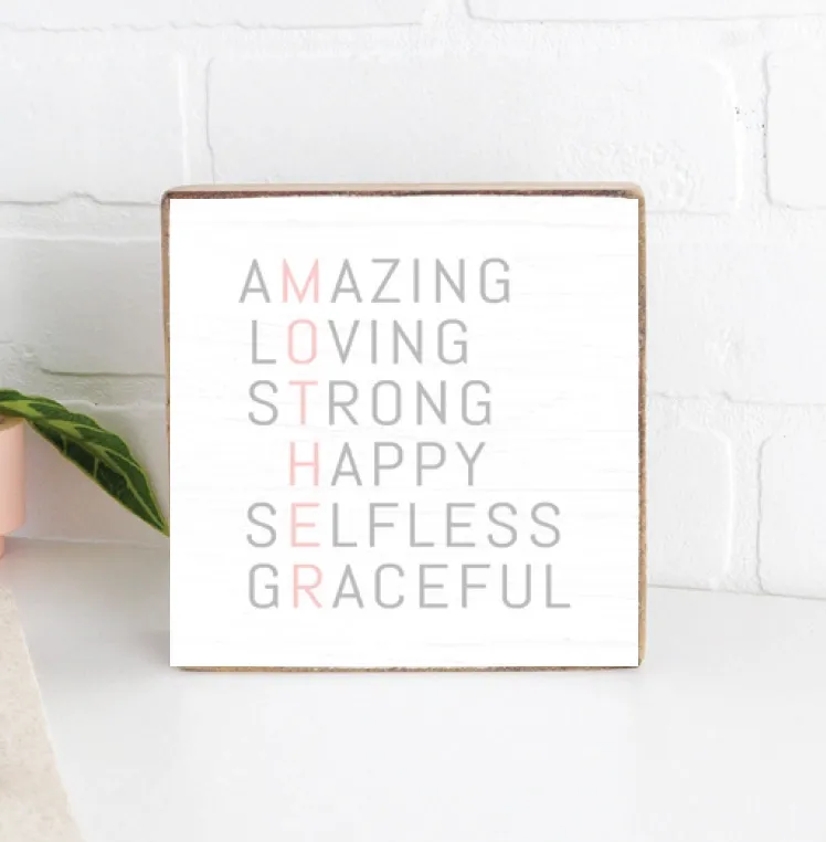 Mother Acronym Wooden Block+