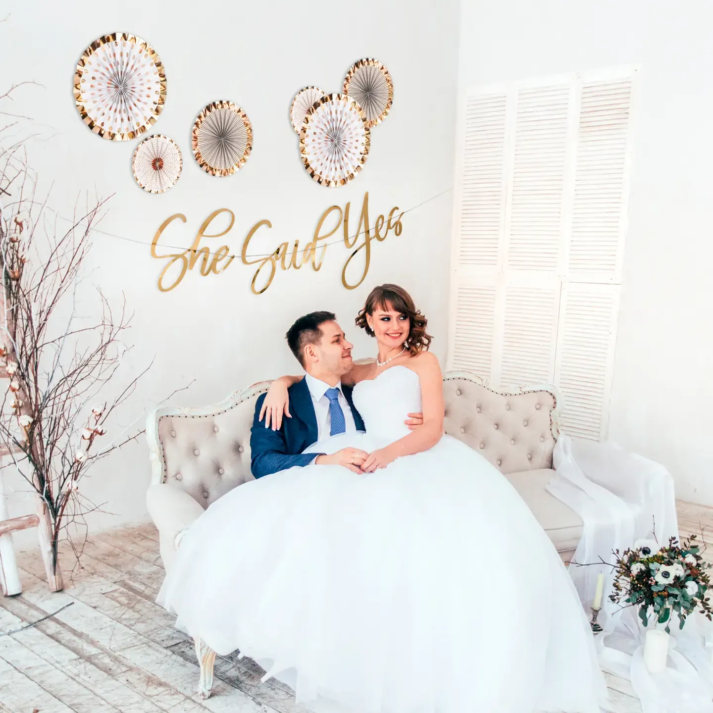 Lillian Rose &quot;She Said Yes&quot; Shower Banner with 6 Pinwheels+