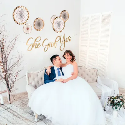 Lillian Rose &quot;She Said Yes&quot; Shower Banner with 6 Pinwheels+