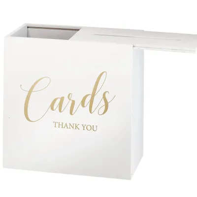 White Wooden Wedding Card Box+