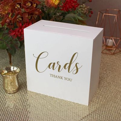 White Wooden Wedding Card Box+