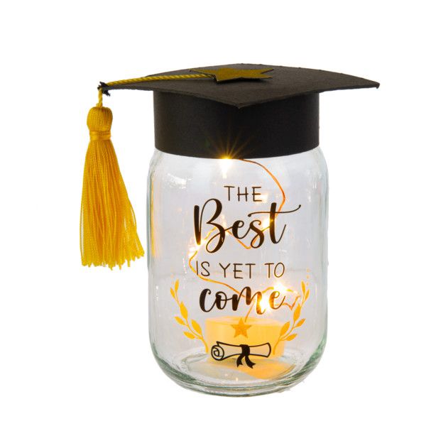 Grad Cap Jar with Light Decor+, Style: The Best Is Yet To Come