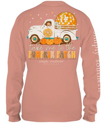Simply Southern Fall Take Me To The Pumpkin Patch Long Sleeve Shirt+, Size: Small