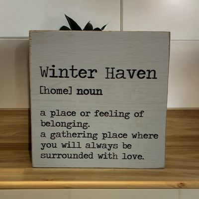 Winter Haven HOME Noun Wood Block +
