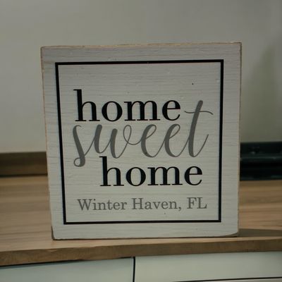 Home Sweet Home Winter Haven Wood Block+