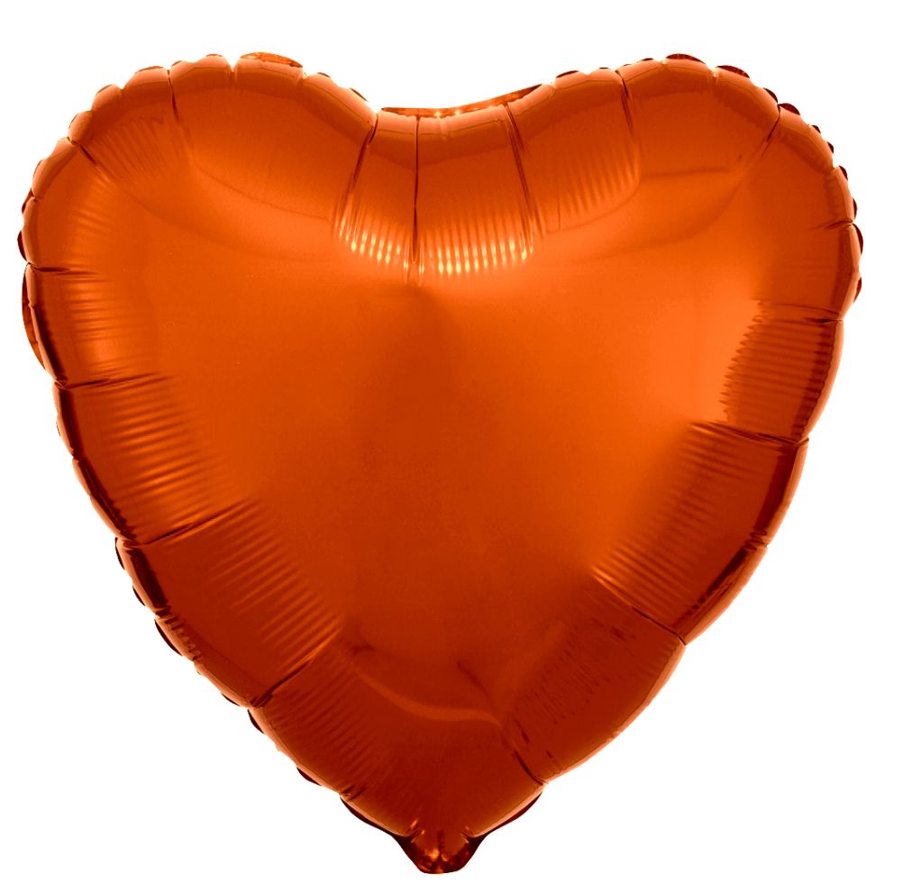 18” Orange Heart Mylar Balloon+