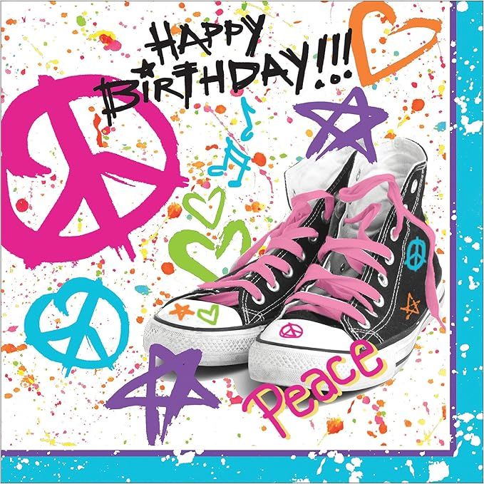 Totally 80&#39;s Happy Birthday Lunch Napkin AMZ+