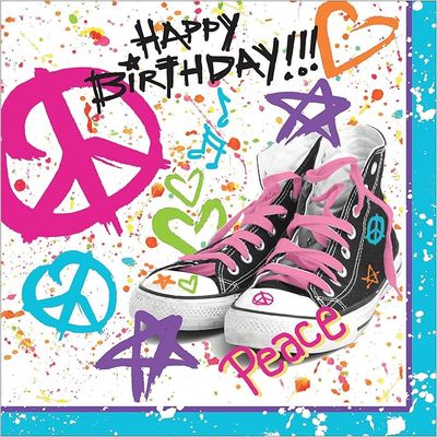Totally 80&#39;s Happy Birthday Lunch Napkin AMZ+