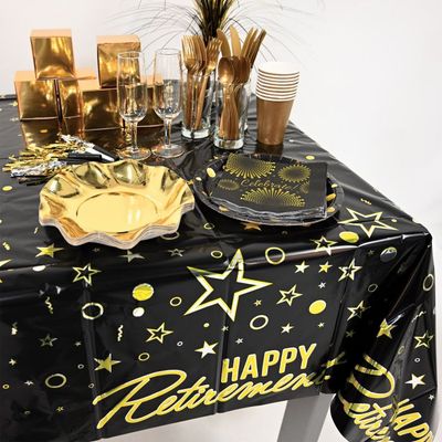 Metallic Happy Retirement Tablecover+