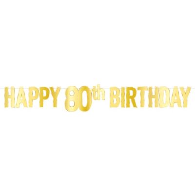 Foil Happy 80th Birthday Streamer+