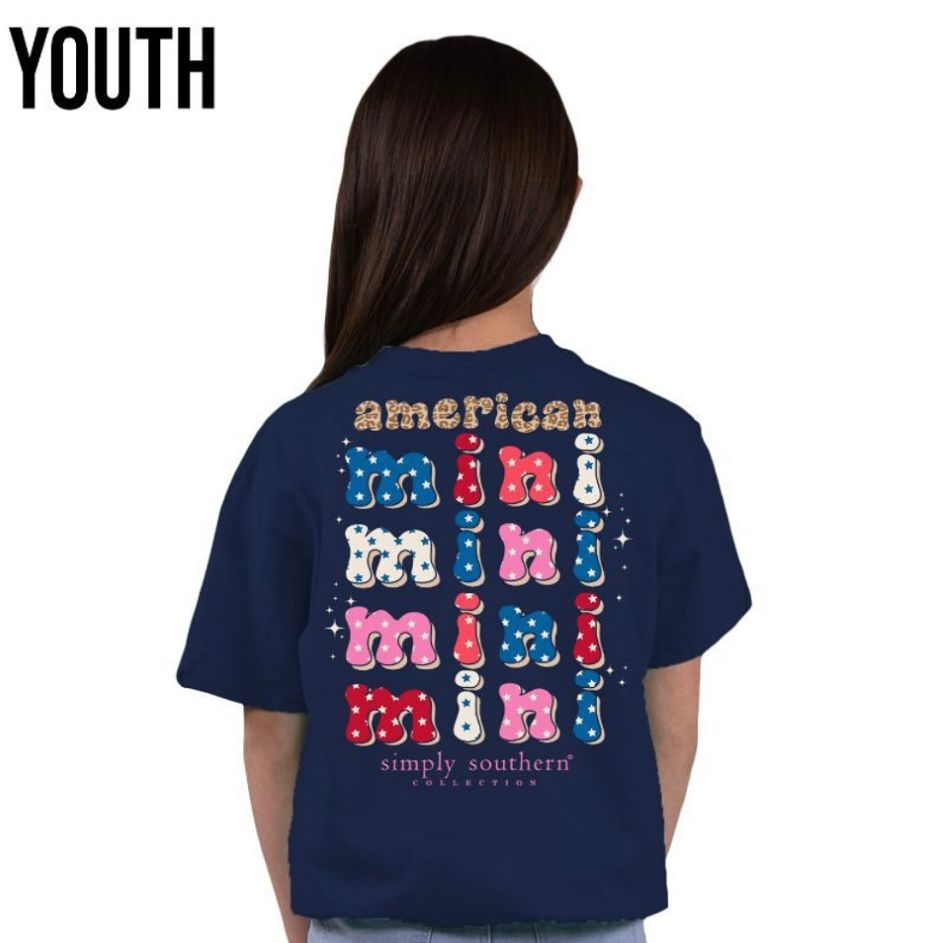 Simply Southern Youth Short Sleeve American Mini Midnight +, Size: Youth Medium
