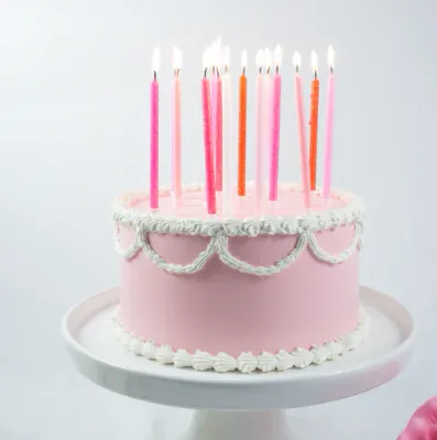 Tall Pink Glitter 16 Candle Set+