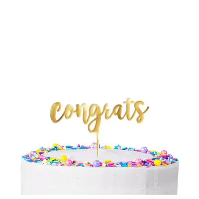 Cake Topper- Gold Congrats+