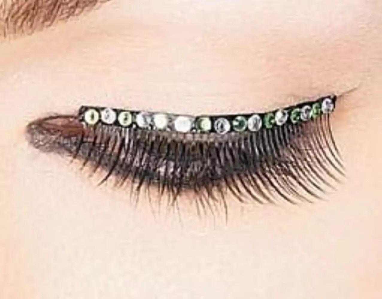 Pink &amp; Green Gemstone Eyelashes