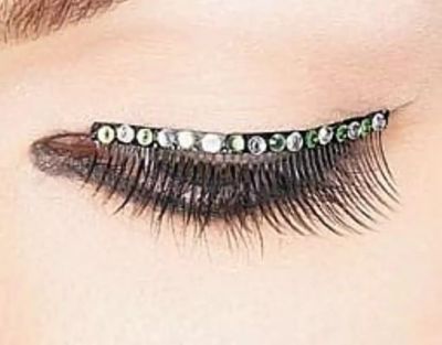 Pink &amp; Green Gemstone Eyelashes