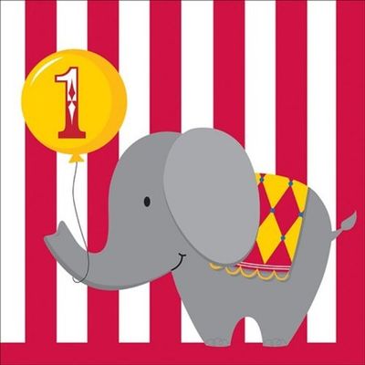 Happy 1st Birthday Circus Time Lunch Napkin AMZ+