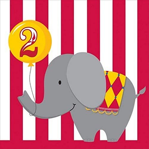 Happy 2nd Birthday Circus Time Lunch Napkins AMZ+