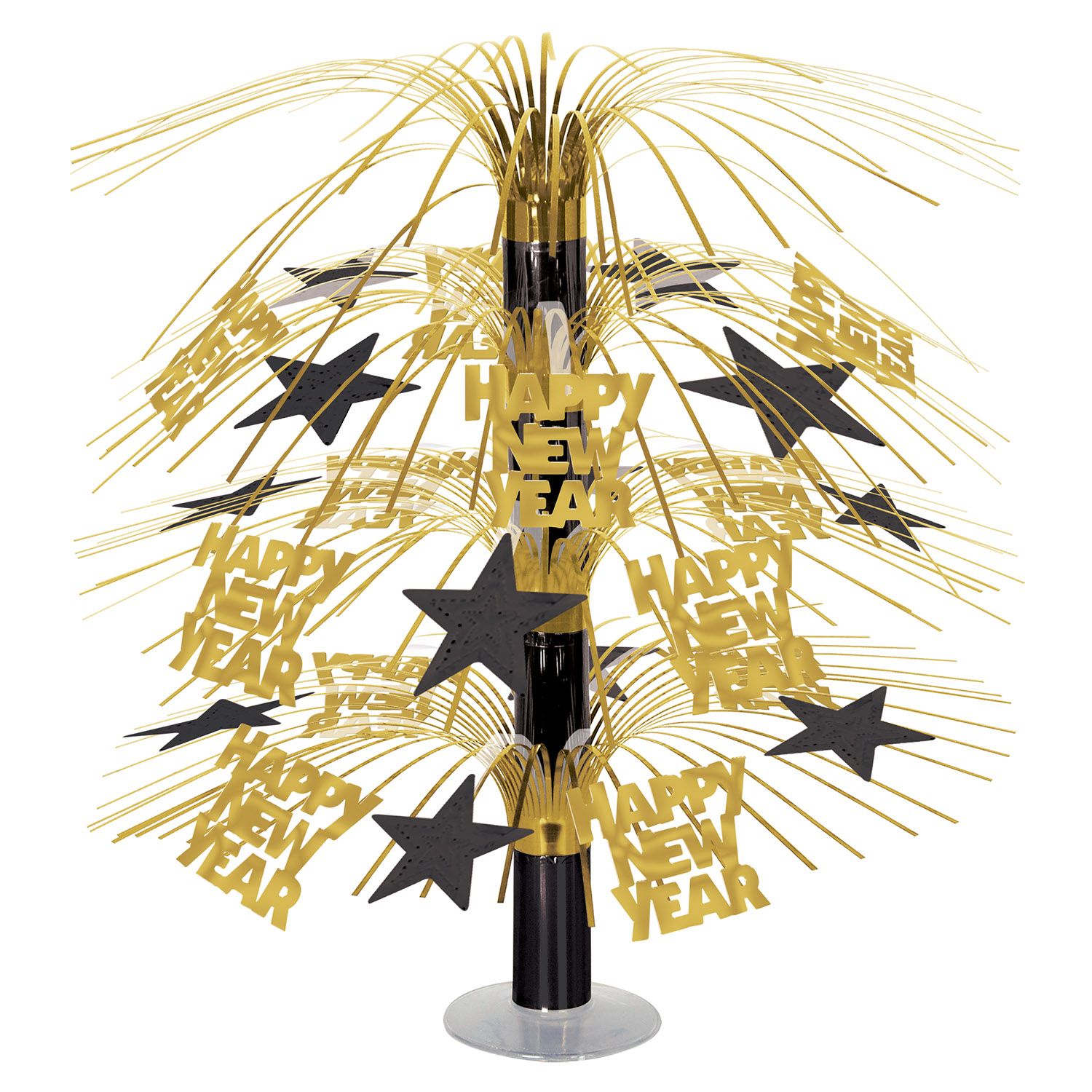 Happy New Year Cascade Gold and Black Centerpiece 18&quot;+