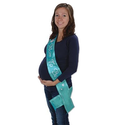 Turquoise Mom to Be Sash AMZ+