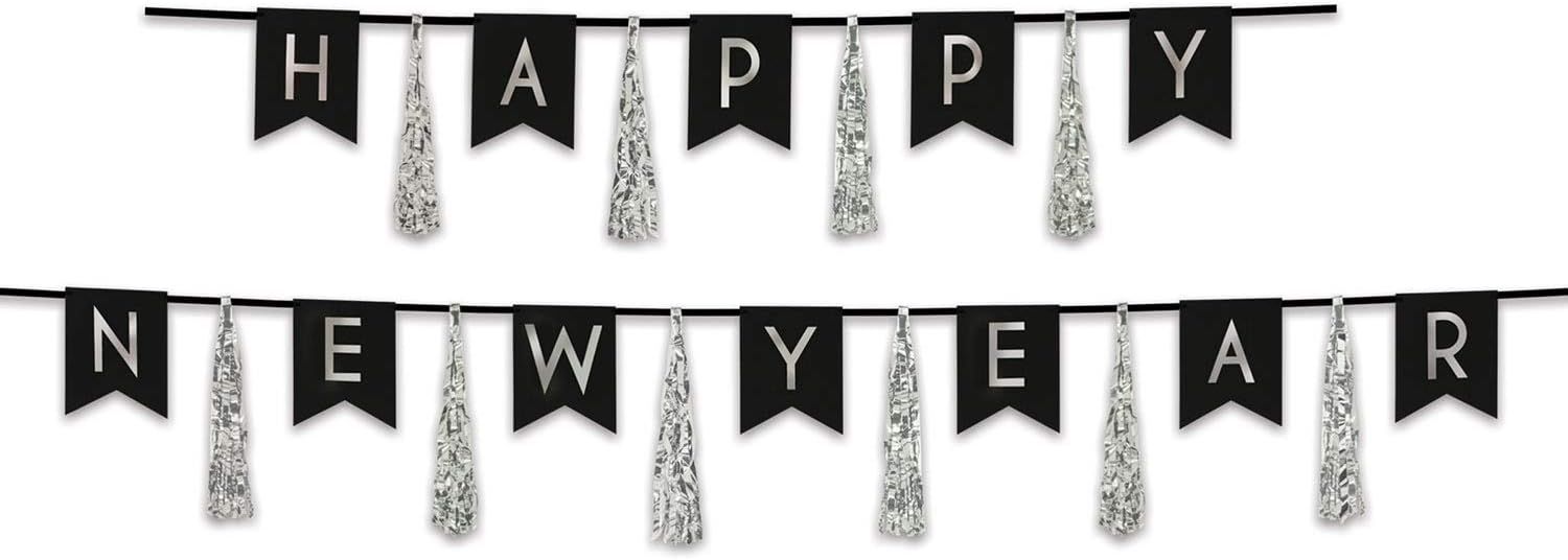 Happy New Year Tassel Streamer -silver AMZ+