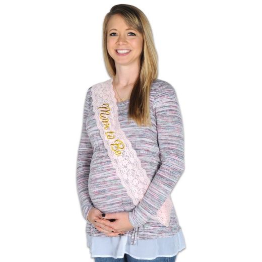 Pink Mom-To-Be Lace Sash+