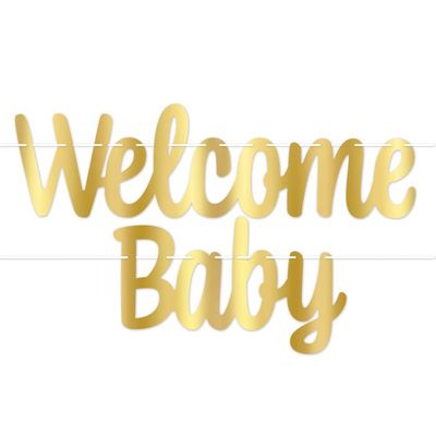 Metallic Welcome Baby Streamer Banner+
