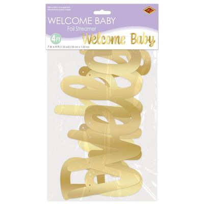 Metallic Welcome Baby Streamer Banner+