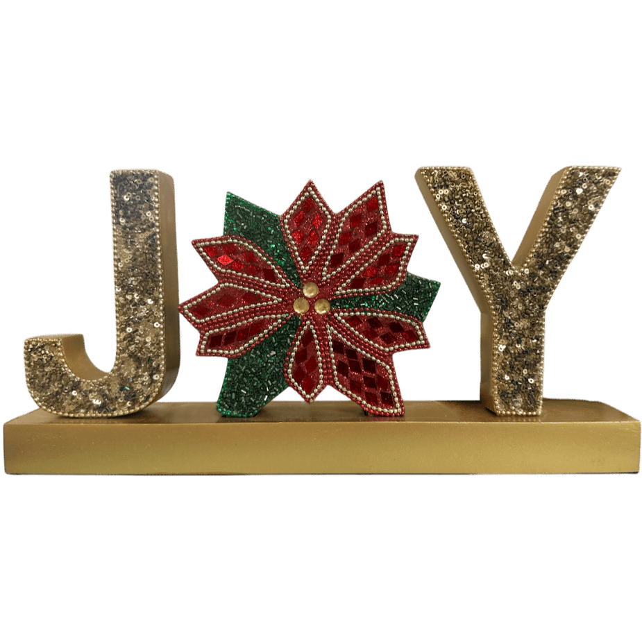Wood Joy with Poinsettia Beaded appliqué+