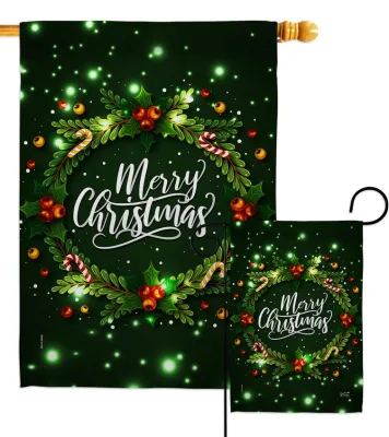Merry Christmas Wreath Garden  Flag +