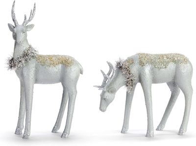 Frosted Winter  Deer Figures- Set of 2 AMZ+