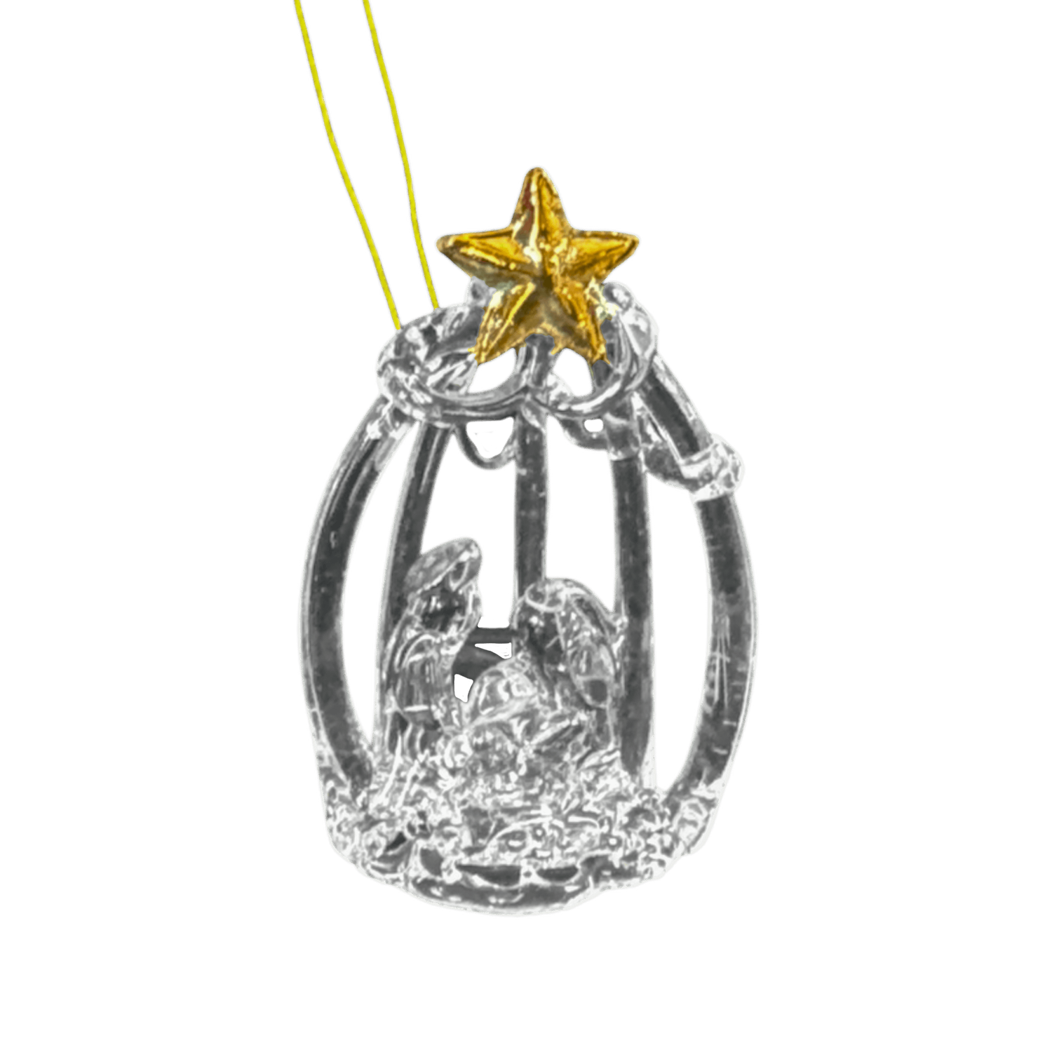 Glass Nativity Ornament- Star with Drape+