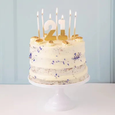 White &amp; Gold Birthday Candles+