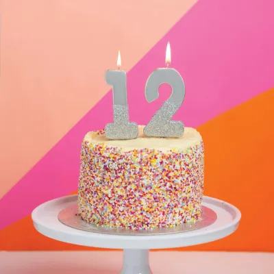 Silver Glitter Candle+