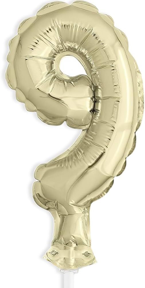 Gold Foil Number 9 Balloon Cake Topper 5&quot; AMZ+