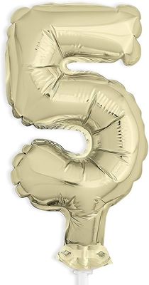 Gold Foil Number 5 Balloon Cake Topper 5&quot; AMZ+