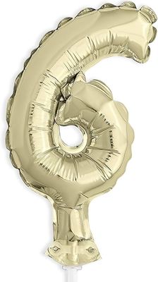 Gold Foil Number 6 Balloon Cake Topper 5&quot;+(AMZ)