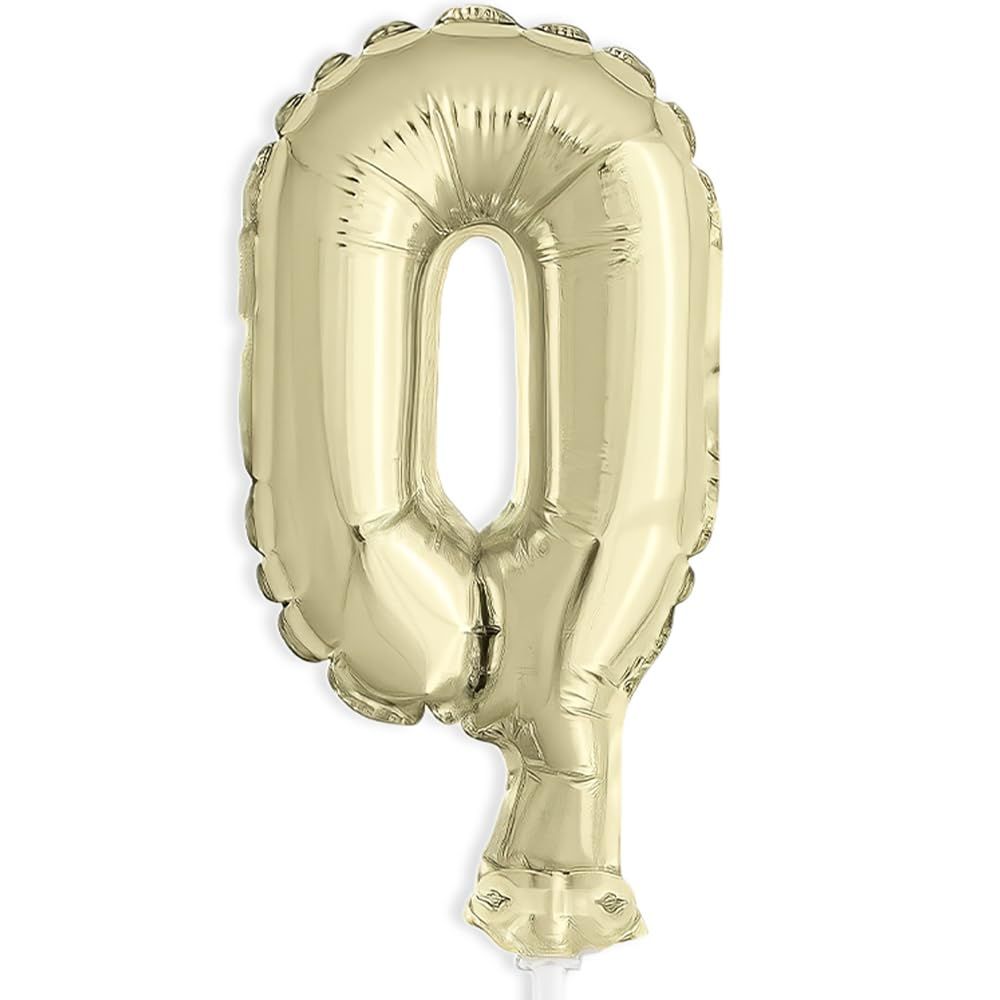 Gold Foil Number 0 Balloon Cake Topper 5&quot; AMZ+