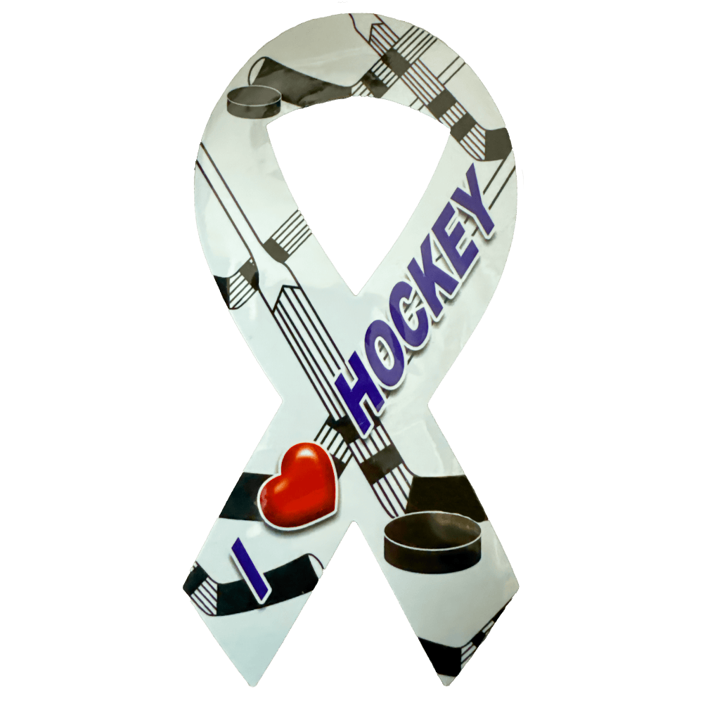 I Love Hockey Ribbon Mega Magnet+