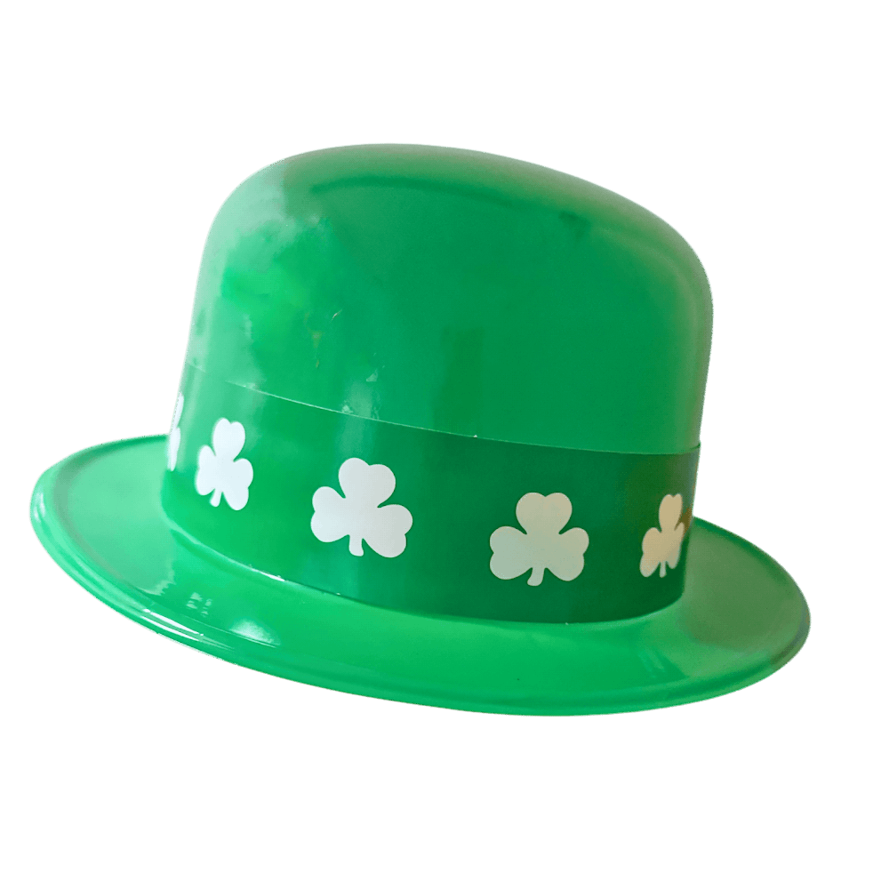 Green Plastic Derby Hat with Shamrock Band AMZ+