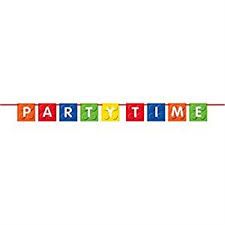 Building Blocks &quot;Party Time&quot; Flag Banner AMZ+