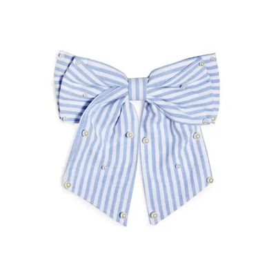 Pearls and Stripes Bow Clip+