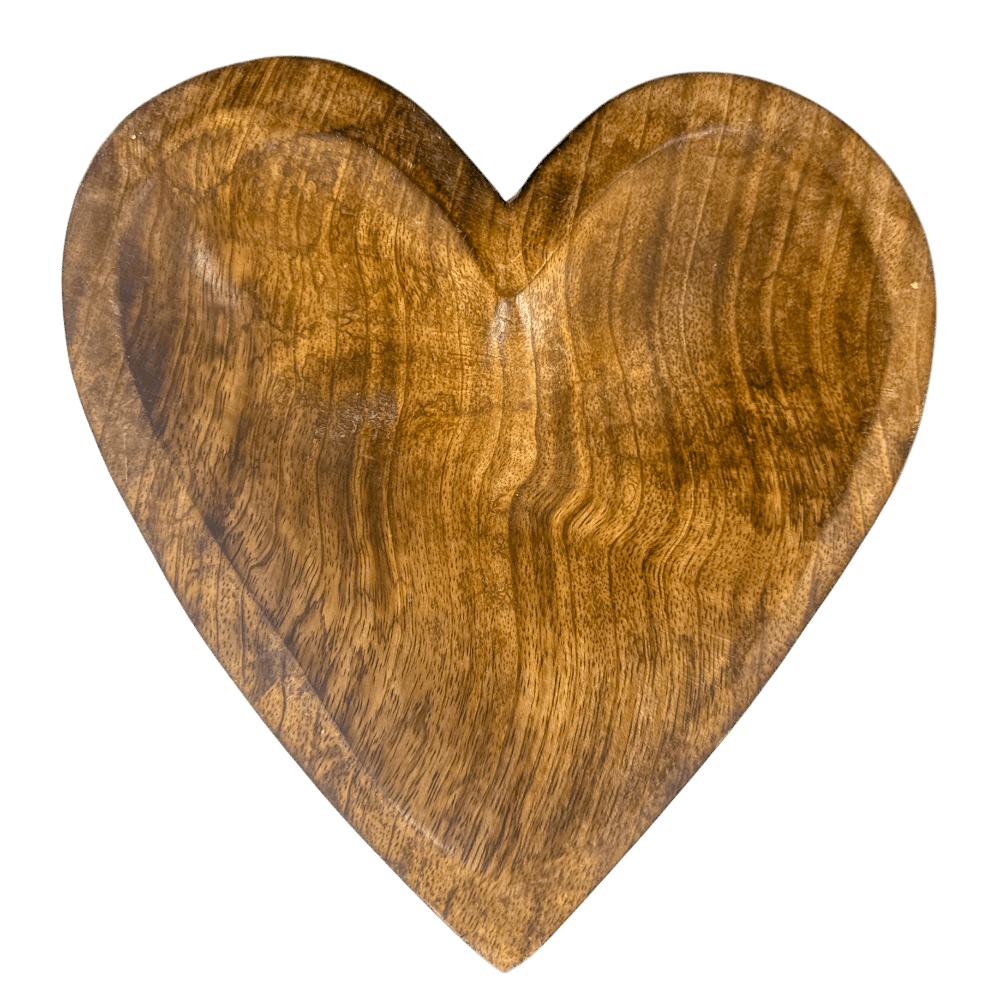 Wood Heart Tray Large+