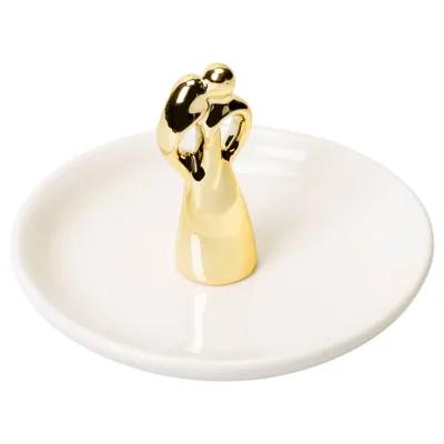 Porcelain Hugging Couple Jewelry Trinket Tray+