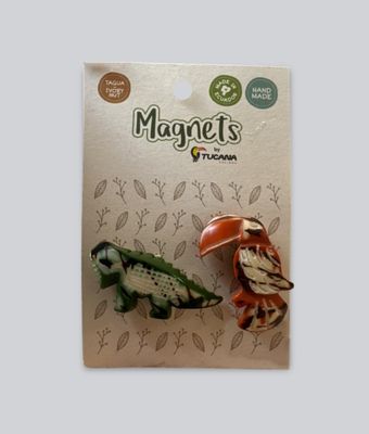 TAGUA Green Iguana and Red Toucan Magnets Set+