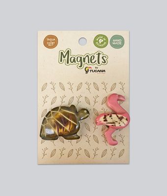 TAGUA Pink Flamingo and Green Tortoise Magnets Set+