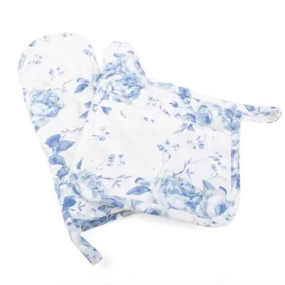 Blue Rose Oven Mitt Set+